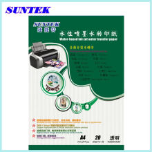 Papel de impresión de transferencia de agua Suntek Inkjet por A4